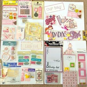 Large lot of Baby Girl Scrapbook and Crafting Embellishments
